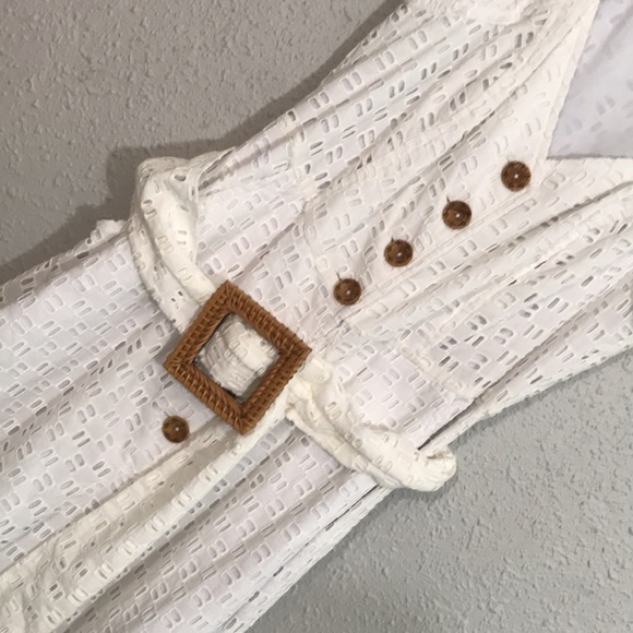 Anthropologie White Eyelet Fully Lined Belted Romper size 4 - Picture 4 of 12